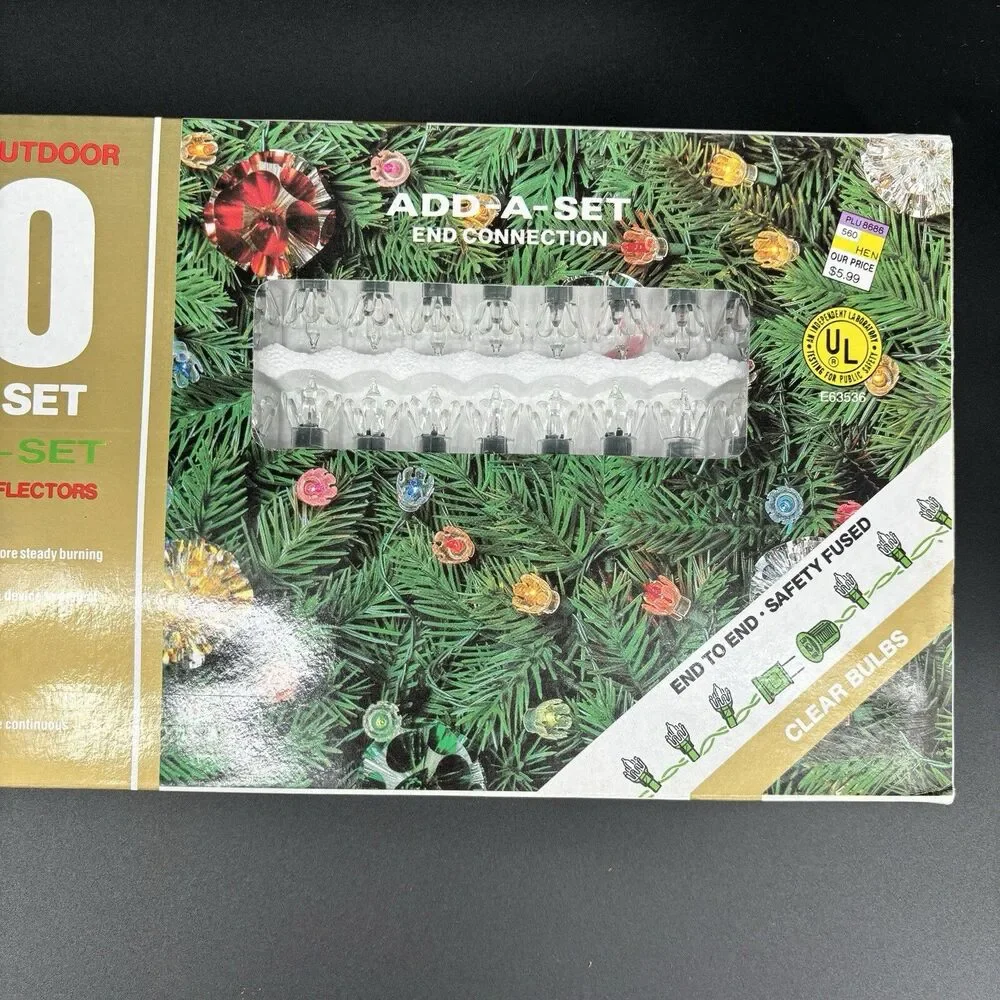 Vintage Petals Reflector Christmas Lights Clear White 50ct Add A Strand New Oak